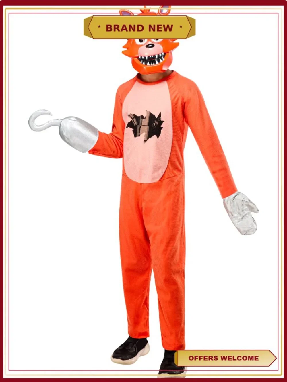 Children's Foxy Costume Size L Jumpsuit Mask Hook Mitt
